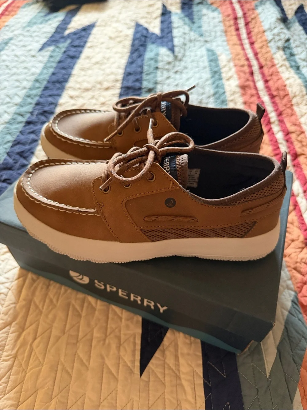 Sperry Brown Boat Shoes with White Sole